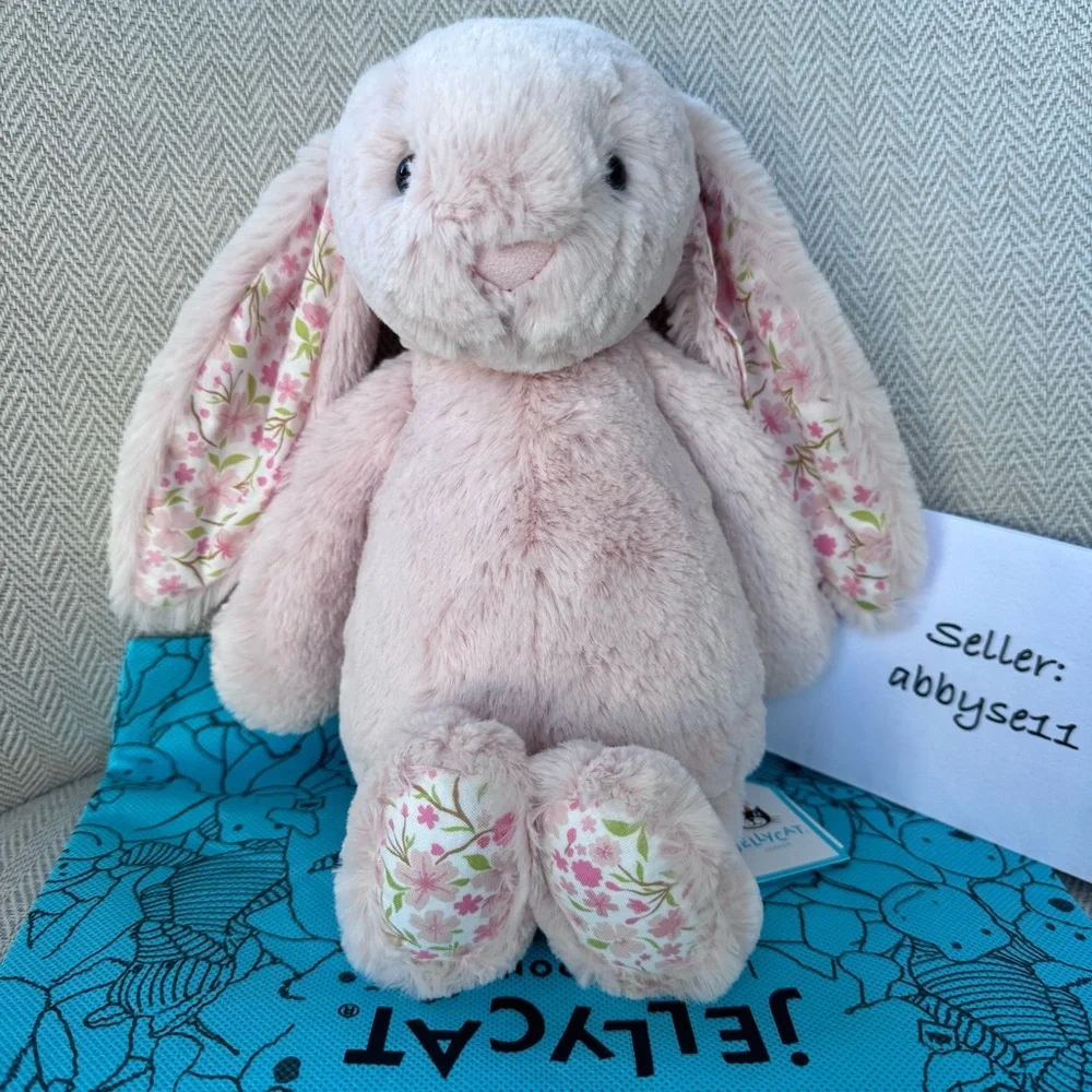 Jellycat Medium Blossom Blush Bunny 'Cherry' Plush Toy NWT Authentic W/ Dust Bag